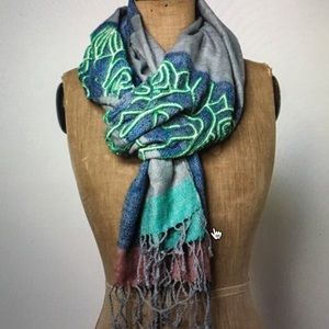 Noonday hand-beaded raw silk scarf